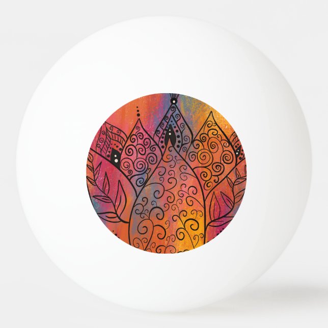 Pretty Floral Art Ping Pong Ball (Front)