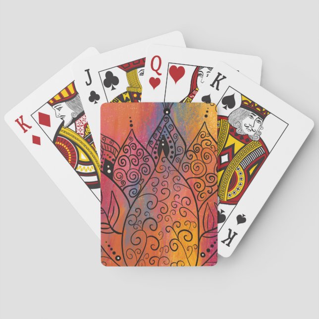 Pretty Floral Art Playing Cards (Back)