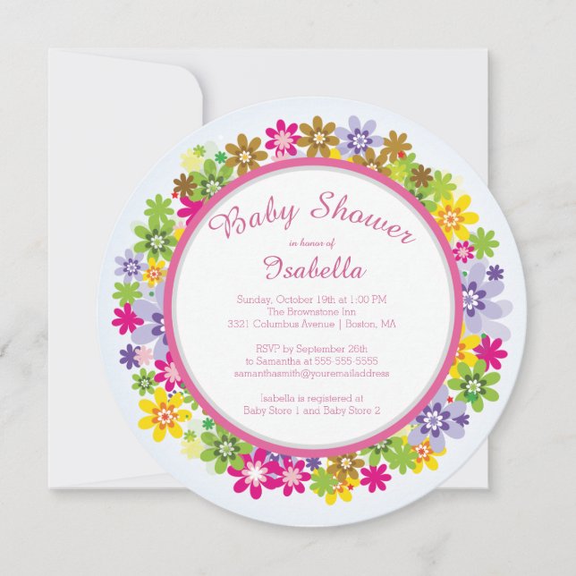 Pretty Floral Baby Shower Invitations (Front)