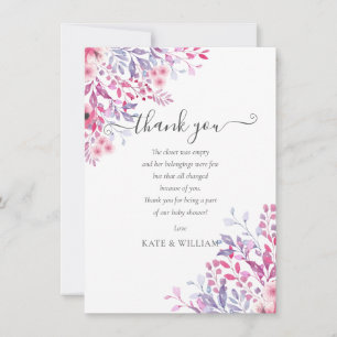 Pretty Floral Baby Shower Thank You Poem