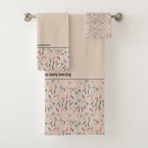 Pretty Floral BEIGE Customisable Scripture Bath Towel Set