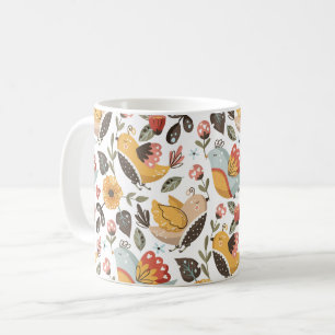Pretty Floral Birds Bohemian Pattern Coffee Mug
