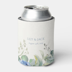 Pretty Floral Blue Hydrangea Event Wedding  Can Cooler