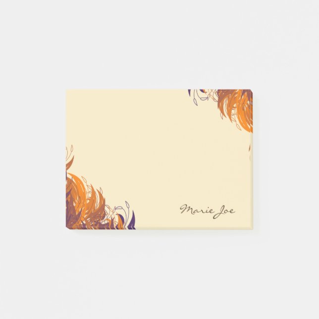 Pretty Floral Boarder Prints Personalised Post-it Notes (Front)