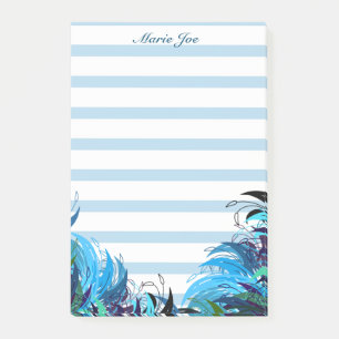 Pretty Floral Boarder Striped Prints Personalised Post-it Notes