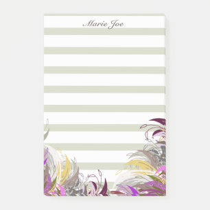 Pretty Floral Boarder Striped Prints Personalised Post-it Notes