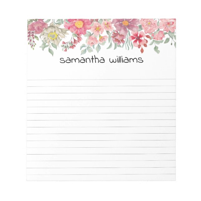 Pretty floral border custom notepad (Front)