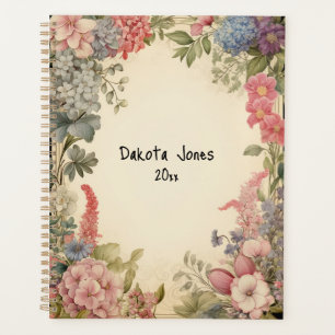 Pretty Floral Border with Hydrangea Flowers  Planner