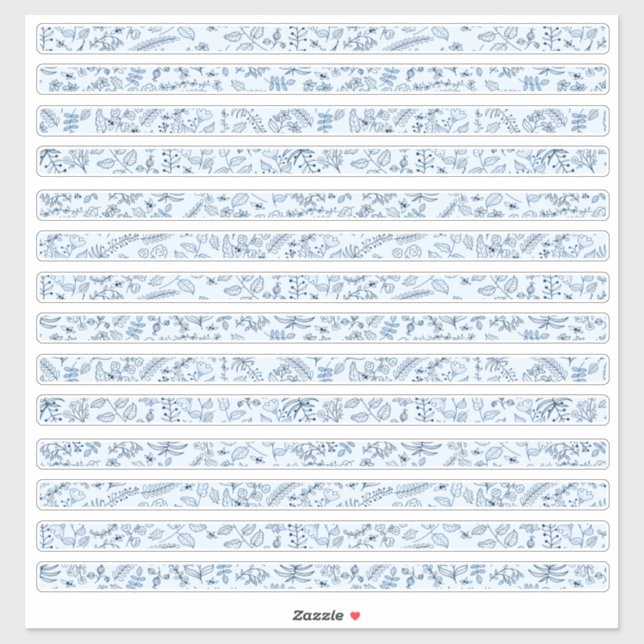 Pretty Floral Borders in Boho Blues (Sheet)