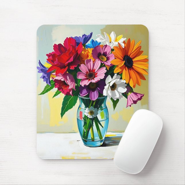 Pretty Floral Botanical   Mouse Mat (With Mouse)