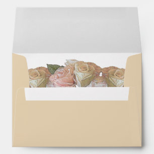 Pretty Floral Botanical Roses Beige Envelope