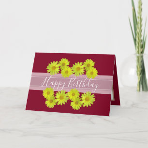 Pretty Floral Bouquet Daisy Flower Red Birthday Card
