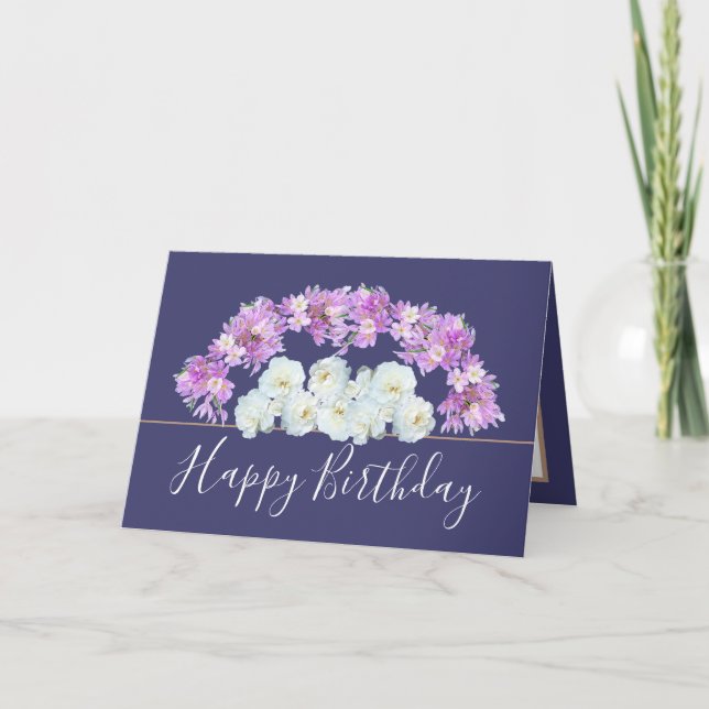 Pretty Floral Bouquet Rose/Crocus Flowers Birthday Card (Front)