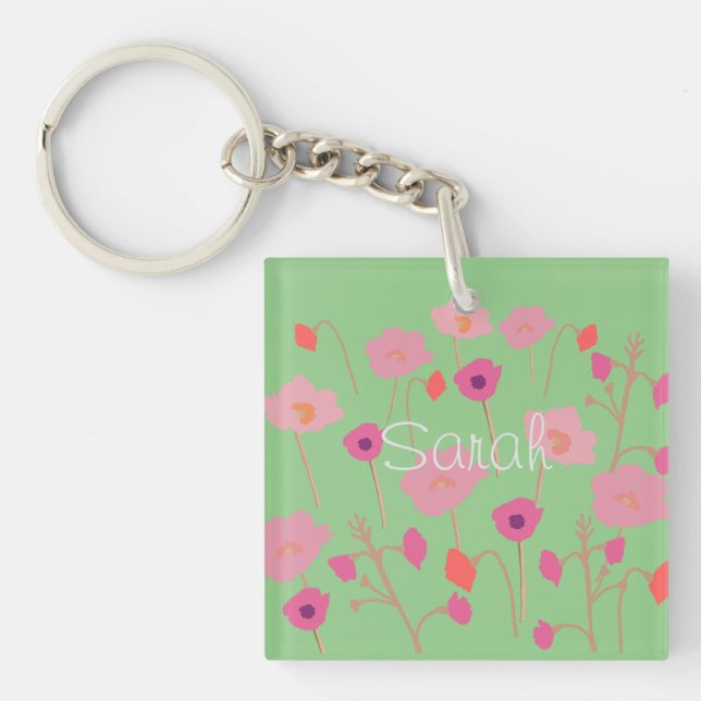 Pretty Floral Bridesmaid Gift Key Ring (Front)