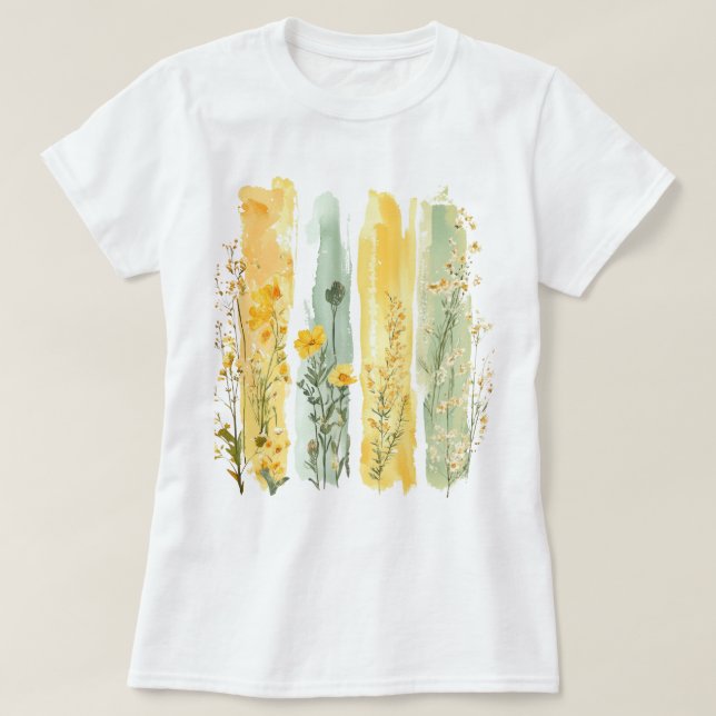 Pretty Floral Brushstroke  T-Shirt (Design Front)