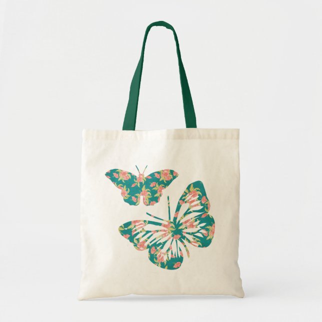 Pretty Floral Butterflies Tote Bag (Front)