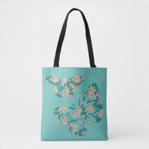 Pretty Floral Butterflies Tote Bag