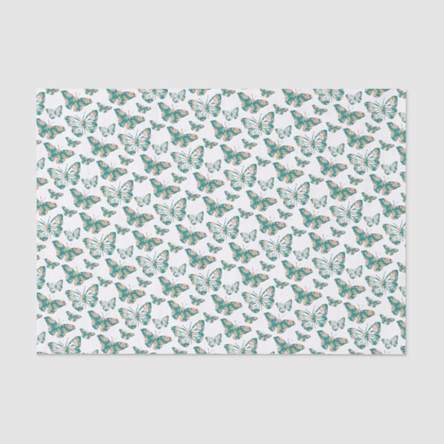 Pretty Floral Butterfly Pattern Tissue Paper (Front)