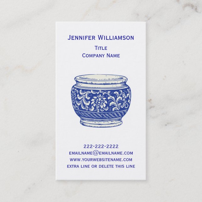 Pretty Floral CACHEPOT Elegant Pottery Flower Pot Business Card (Front)