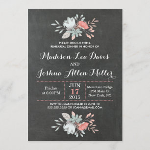 Pretty Floral Chalkboard Rehearsal Dinner Invitation