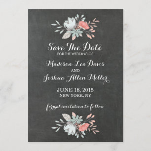 Pretty Floral Chalkboard Save The Date