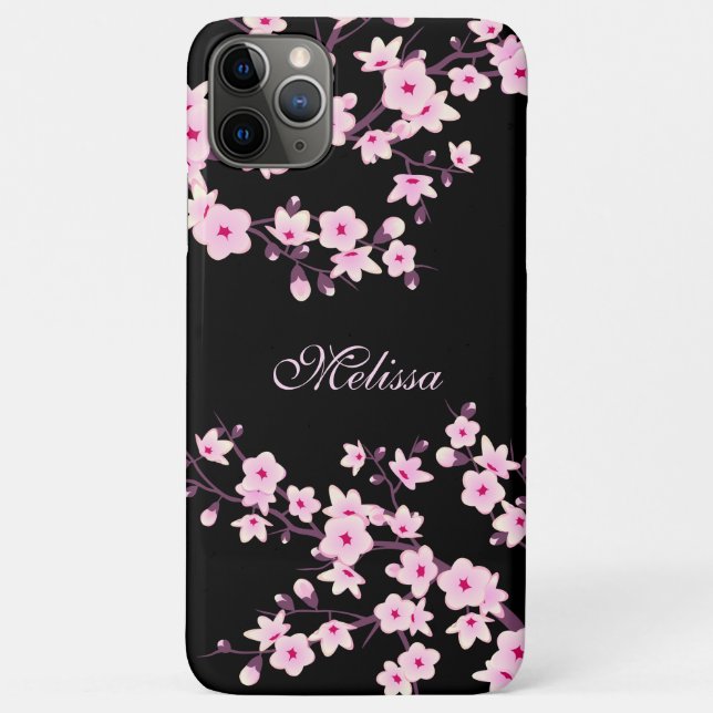Pretty Floral Cherry Blossoms Monogram Case-Mate iPhone Case (Back)