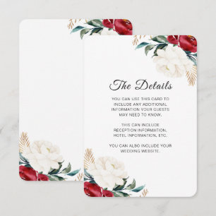 Pretty Floral Christmas Wedding Details Enclosure Card