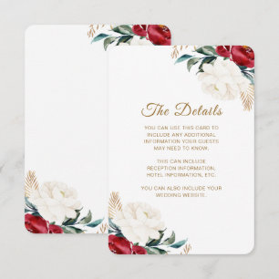 Pretty Floral Christmas Wedding Guest Information  Enclosure Card