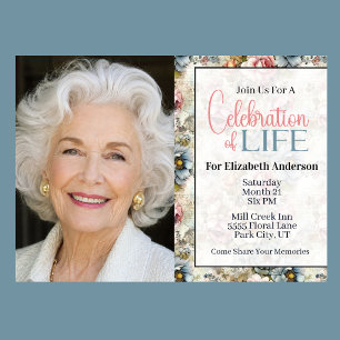 Pretty Floral Collage Celebration Of Life Invitation