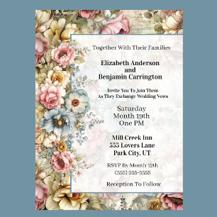 Pretty Floral Collage Wedding Invitation