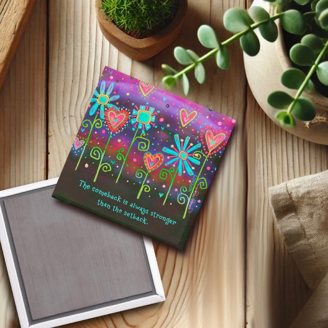 Pretty Floral Comeback Quote Inspirivity Magnet (Creator Uploaded)