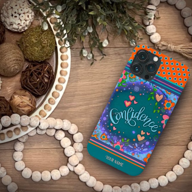 Pretty Floral Confidence Dots Inspirivity Name Case-Mate iPhone Case (Creator Uploaded)