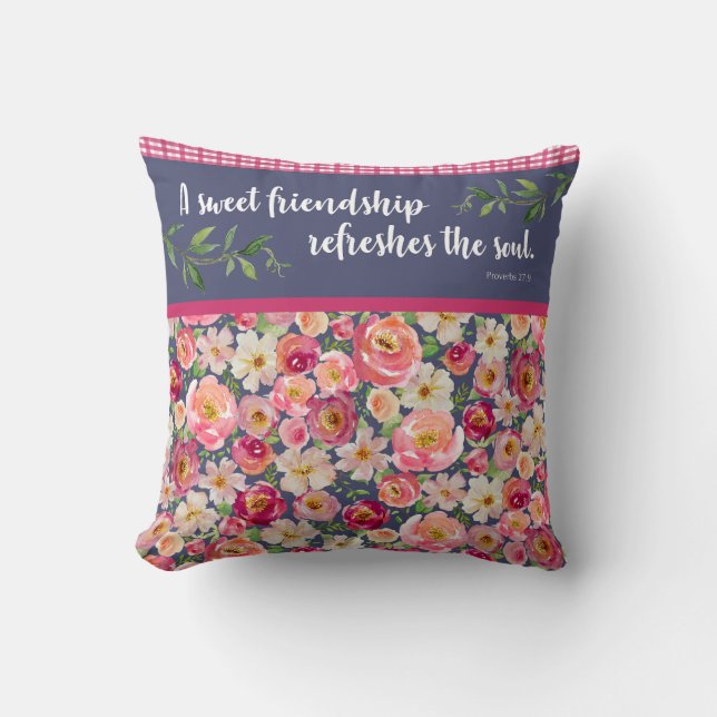 Pretty floral cushion with bible verse (Front)