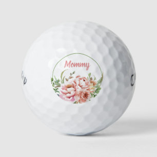 Pretty Floral Custom Name Golf Balls   Mummy
