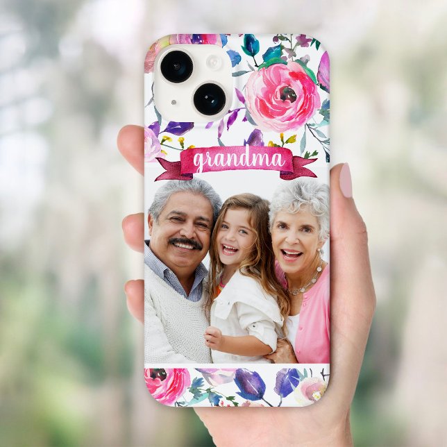 Pretty Floral Custom Photo Gift for Grandma Case-Mate iPhone Case (Creator Uploaded)