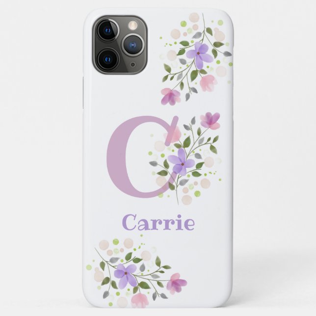 Pretty Floral Design Personalised Cell Phone Case (Back)