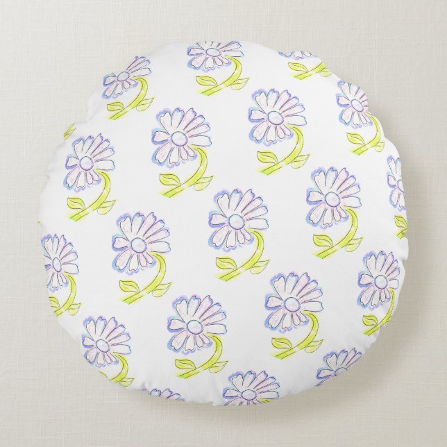 Pretty Floral Drawings  Round Cushion (Front)