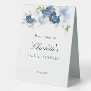 Pretty Floral Dusty Blue Bridal Shower
