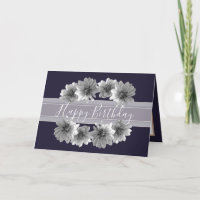 Pretty Floral Elegant Dahlia Flower Navy Birthday