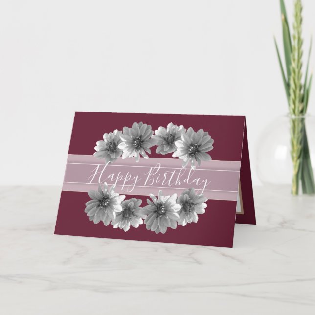 Pretty Floral Elegant Dahlia Flower Red Birthday Card (Front)