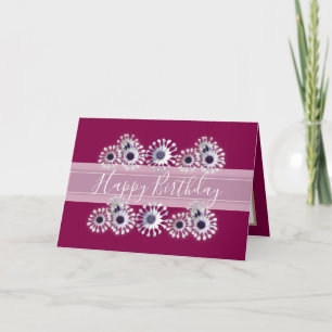 Pretty Floral Elegant Daisy Flower Pink Birthday Card