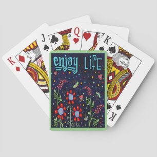 Pretty Floral Enjoy Life Inspirational Pretty Playing Cards