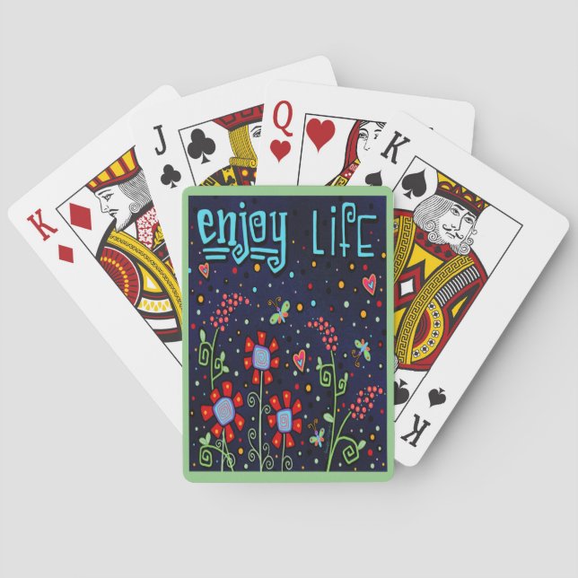 Pretty Floral Enjoy Life Inspirational Pretty Playing Cards (Back)