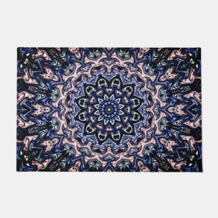 Pretty Floral Entry "MANDELA" Flower bLUE Welcome Doormat