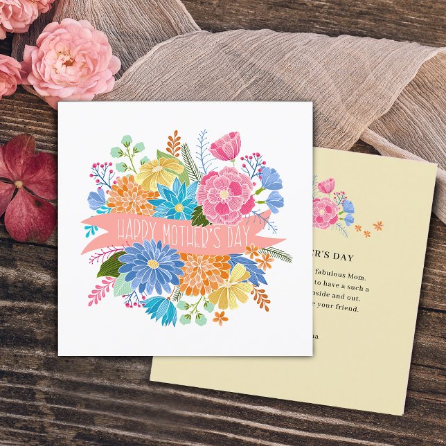 Pretty Floral Flower Bouquet Mother's Day Holiday Card (Pretty Floral Flower Bouquet Mother's Day Holiday Card)