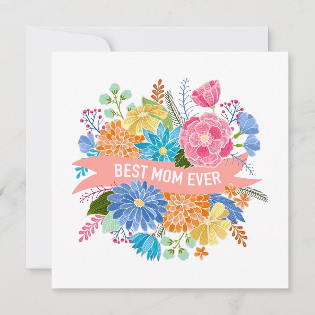 Pretty Floral Flower Bouquet Mum Birthday Card (Front)
