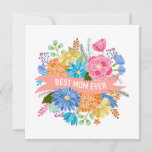 Pretty Floral Flower Bouquet Mum Birthday Card<br><div class="desc">Birthday card for your mum featuring graphic bouquet of floral flowers. Customise your special message on the back.</div>