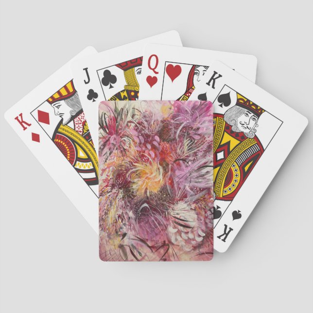 Pretty floral / flower design playing cards (Back)