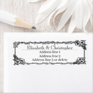 Pretty Floral Frame Custom Name Return Address