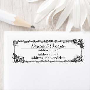 Pretty Floral Frame Custom Name Return Address